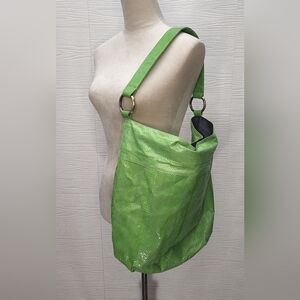 Beirn Snakeskin Tote Bag Purse Green Excellent Condition Hardware Retail $450